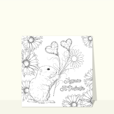 C&oelig;ur en fleurs avec petite souris amoureuse
