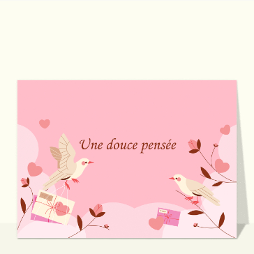 Oiseaux d'amour et douce pens&eacute;e fleurie