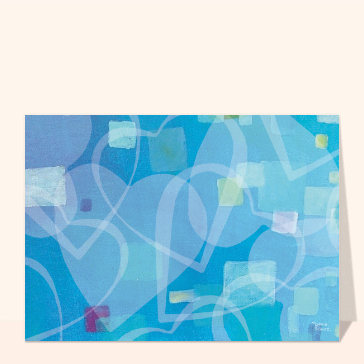 Fond bleu avec des coeurs l&eacute;gers