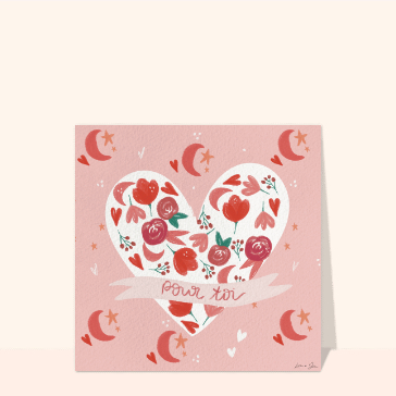 Coeur fleuri pour un doux message d'amour
