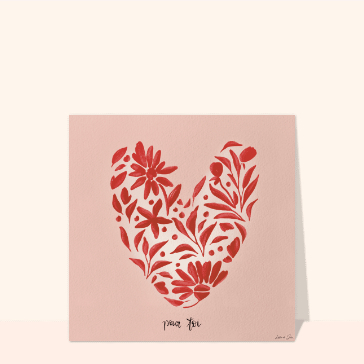 Coeur floral rouge pour un doux message