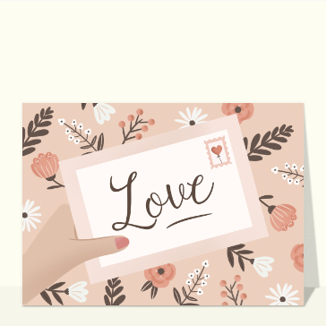Love sur un fond floral d&eacute;licat