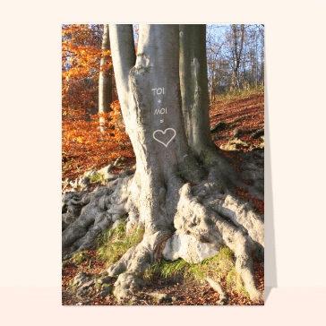 Amour &eacute;ternel grav&eacute; dans un arbre