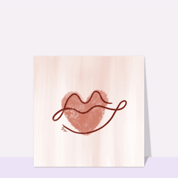 Baiser stylis&eacute; sur fond de coeur doux