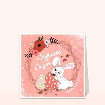 Lapin gourmand en chasse aux oeufs de P&acirc;ques