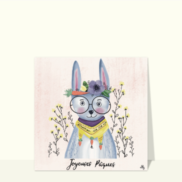 Lapin fleuri avec lunettes pour P&acirc;ques