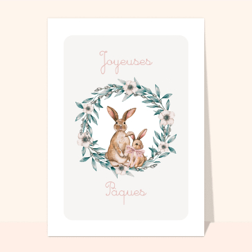 Lapins doux entour&eacute;s de fleurs de P&acirc;ques