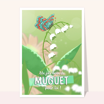 Muguet color&eacute; avec un papillon joyeux