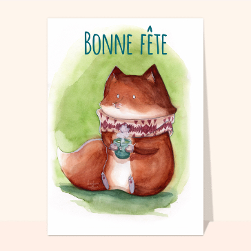 F&ecirc;te joyeuse avec un renard c&acirc;lin