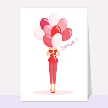 Bonne f&ecirc;te avec des ballons roses et rouges