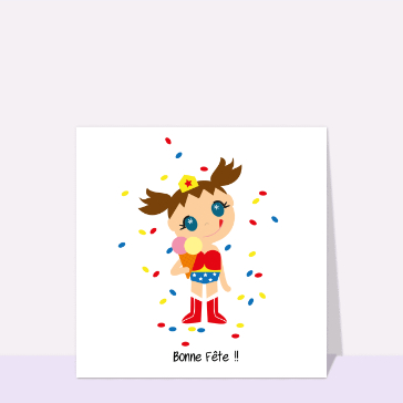 F&ecirc;te color&eacute;e avec petite h&eacute;ro&iuml;ne joyeuse