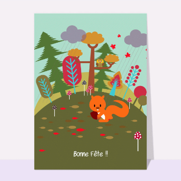 F&ecirc;te color&eacute;e avec un &eacute;cureuil joyeux