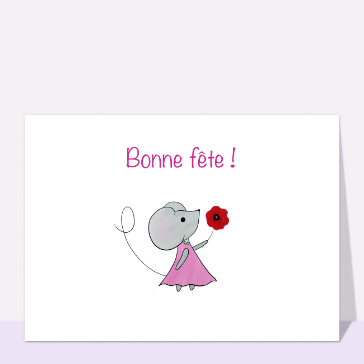 Mignonne souris avec fleur pour ta f&ecirc;te