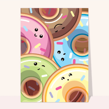 Donuts color&eacute;s et souriants en f&ecirc;te