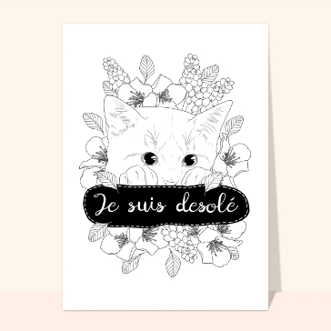 Je suis d&eacute;sol&eacute; avec un chat mignon et des fleurs