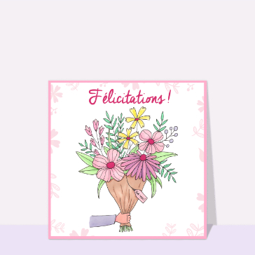 F&eacute;licitations avec un bouquet fleuri joyeux