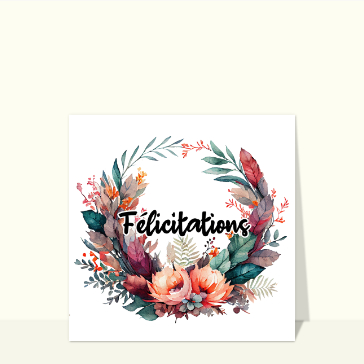 F&eacute;licitations en couronne florale d&eacute;licate