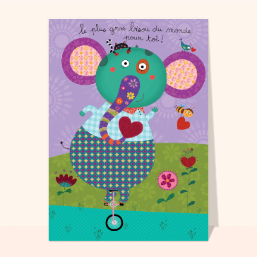 Un &eacute;l&eacute;phant color&eacute; pour un joyeux bonjour