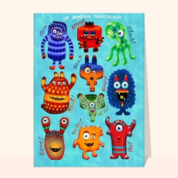 Bonjour color&eacute; avec des monstres amusants