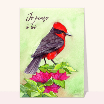 Bonjour color&eacute; avec un oiseau pensif
