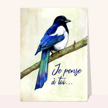 Bonjour color&eacute; avec un oiseau pensif