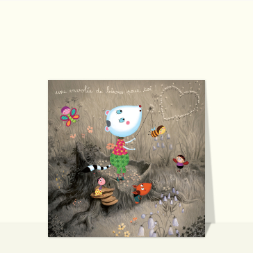 Bisous color&eacute;s d'un tendre personnage joyeux