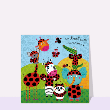 Bonjour color&eacute; avec des animaux joyeux