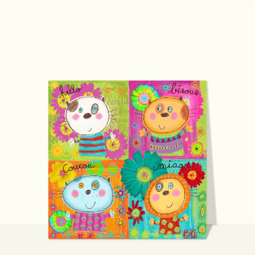 Bonjour joyeux avec des animaux color&eacute;s