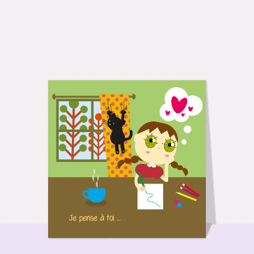 Bonjour cr&eacute;atif avec une fillette r&ecirc;veuse