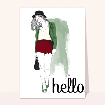 Hello &eacute;l&eacute;gant avec un personnage styl&eacute;