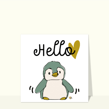 Bonjour mignon avec un pingouin joyeux