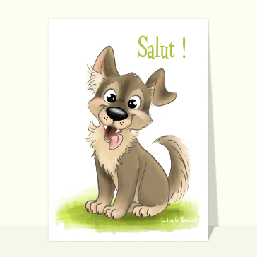 Salut joyeux d'un chiot adorable