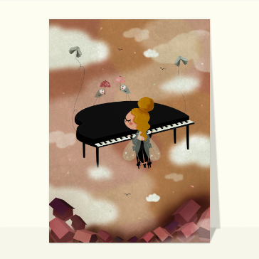 Bonjour m&eacute;lodieux avec une fille au piano