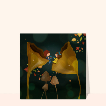 Bonjour tendre sous les feuilles dor&eacute;es