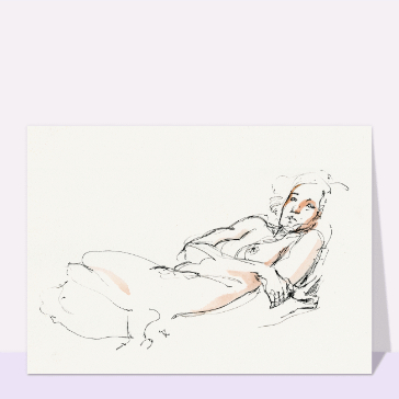 Dessin minimaliste d'une femme r&ecirc;veuse
