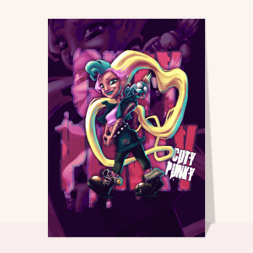 Fille punk aux couleurs &eacute;clatantes et joyeuses