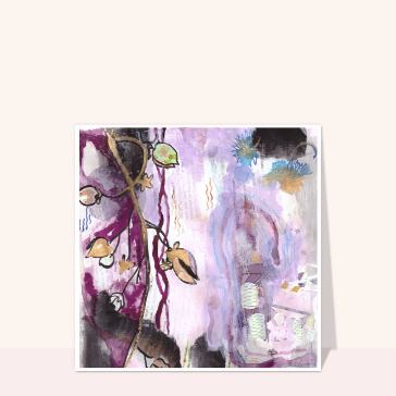 Abstraction florale aux teintes violettes et dor&eacute;es