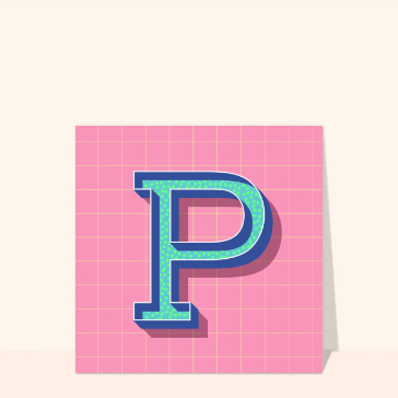 Lettre P graphique sur fond rose et lumineux