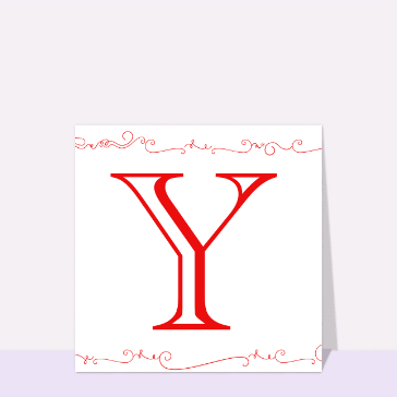 Lettre Y &eacute;l&eacute;gante avec motifs raffin&eacute;s en rouge
