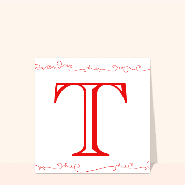 Lettre T &eacute;l&eacute;gante sur fond minimaliste rouge