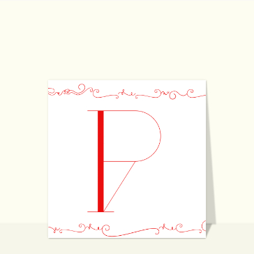 Lettre P artistique sur fond &eacute;pur&eacute; et rouge