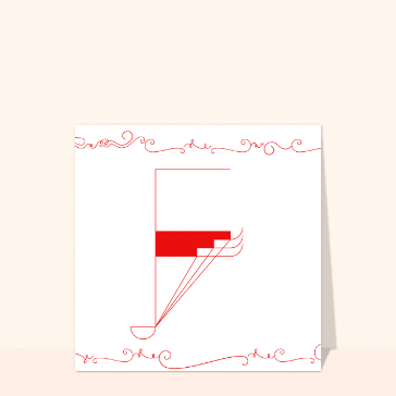 Lettre F &eacute;l&eacute;gante avec motifs rouges artistiques