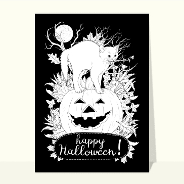 Chat sur citrouille pour Halloween