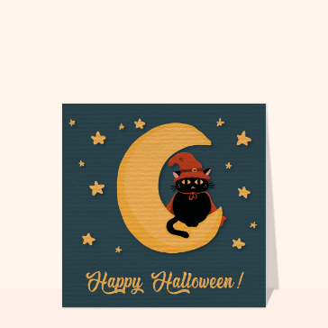Chat noir enchant&eacute; pour un Halloween joyeux