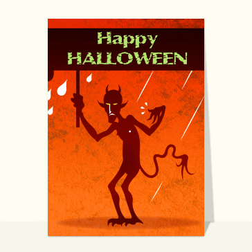 Diable espi&egrave;gle sous la lune d'Halloween
