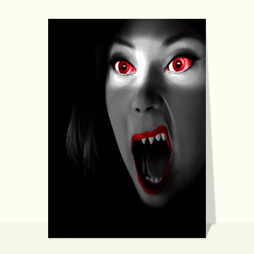 Cri d'effroi avec vampire aux yeux rouges