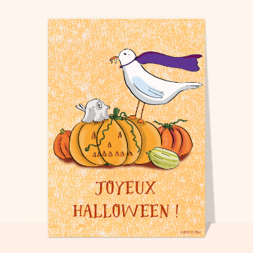 Oiseaux joyeux sur des citrouilles d'Halloween