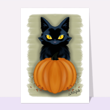 Chat noir et citrouille d'Halloween tendres
