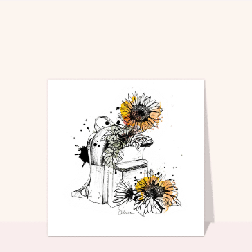Fleurs et cartable pour une rentr&eacute;e &eacute;panouissante