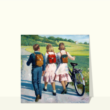 En route vers l'&eacute;cole avec nos amis!